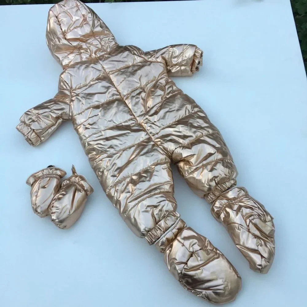 Gymboree Infant Baby Newborn 3-6 mths Bunting Gold One Piece Puffer Suit New